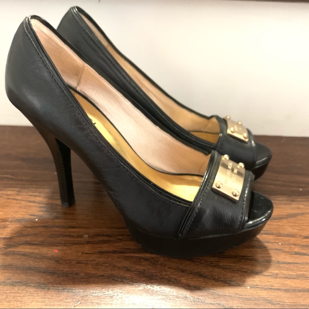 Michael Kors Black Leather Platform Heels